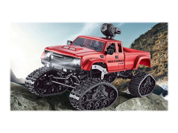AMEWI Rock Crawler - Pickup Truck FPV with wheels & chains 4WD RTR - RC - Wi-Fi - rød