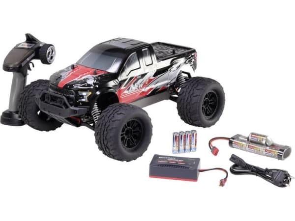 Reely NEW1 Brushed 1:10 RC-modelbil Elektronik Monstertruck Firehjulstræk (4WD) 100% RtR 2,4 GHz inkl. batteri, oplader og senderbatterier