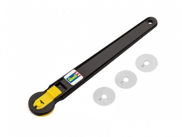 Revell 39076 Gravurwerkzeug für Nietenreihen, 4 Gravierscheiben mit unterschiedlichen Nietenabständen Modellbau-und Bastelzubehör, schwarz, 14 cm, Ki