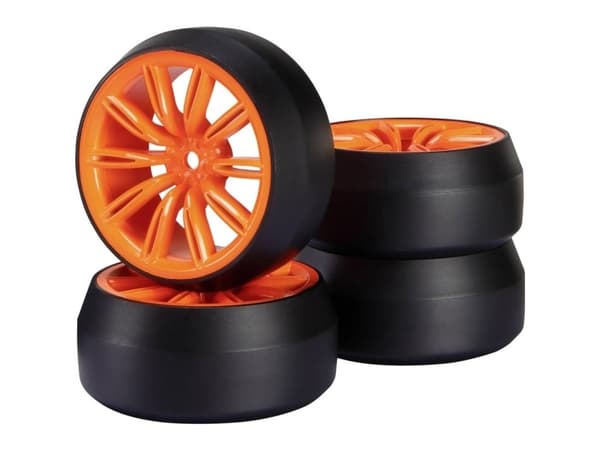 Reely 1:10 Road Model Complete Wheels Drift 10-kaksoispyöräiset pyörät Signaali Punainen 1 kpl