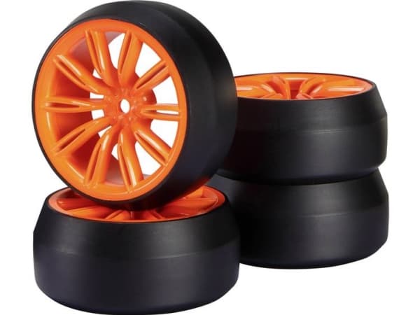Reely 1:10 Road Model Complete Wheels Drift 10-kaksoispyöräiset pyörät Signaali Punainen 1 kpl