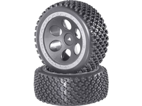 Reely 1:10 Buggy Komplette hjul Rally Hul-design Grå 2 stk