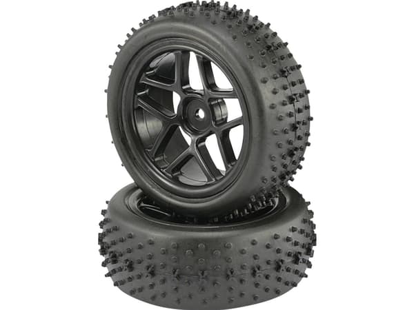 Reely 1:10 Buggy Komplette hjul Spike 5 dobbelte eger Sort 2 stk