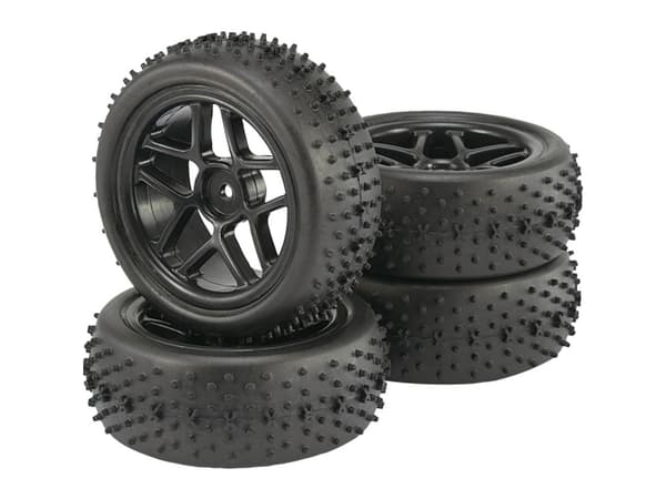 Reely 1:10 Buggy Komplette hjul Spike 5 dobbelte eger Sort 2 stk