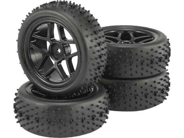 Reely 1:10 Buggy Complete Wheels Spike 5 tuplapyörää Musta 2 kpl