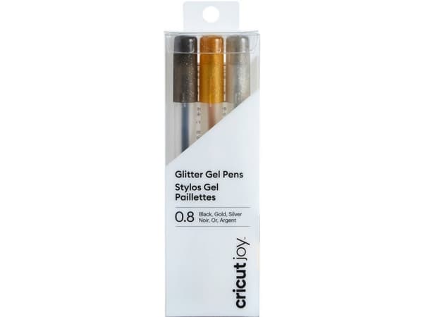 Cricut Joy - Rollerball-penna - permanent - glitterguld, glittersølv, glitter sort - gelbläck - 0,8 mm - medium (pakke med 3)