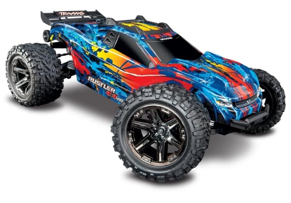 Traxxas Rustler 4X4 VXL, Buggy, Elmotor, 1:10, Färdigmonterad (RTR), Blå, Röd, Gul, 4-hjulsdrift (4WD)