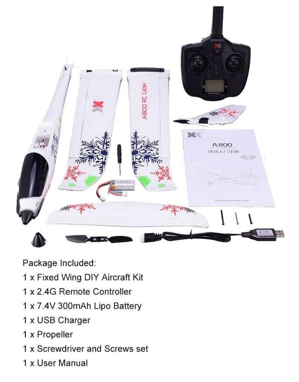 WLtoys A800 78cm svævefly - Komplet