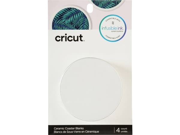 Cricut Infusible Ink - Unfinished coaster - round - 9.1 cm diameter - blanc - keramisk (en pakke 4)