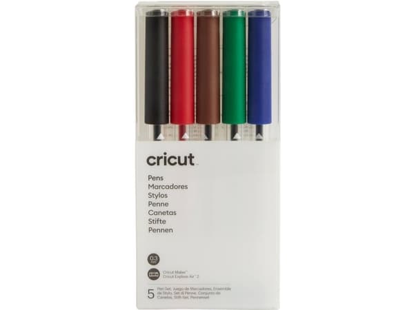 Cricut Basics - Kulspetspenna - permanent - svart, röd, blå, grön, brun - vattenbaserat bläck - 0.3 mm - extra fin (paket om 5)