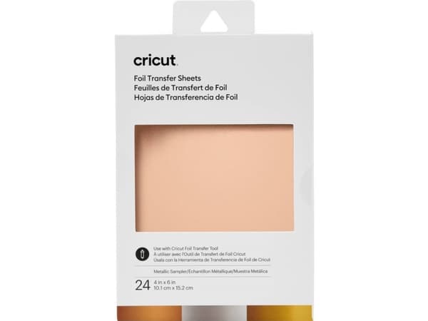 Cricut Metallic Sampler - Folion siirtoarkki - 10,1 x 15,2 cm - 24 arkkia - hopea, kulta, ruusukulta