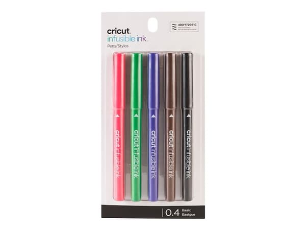 Cricut Infusible Ink - kuitukärkikynä - kankaalle - musta, kardinaali, ultravioletti, kiiltävä vihreä, kullanruskea - vesipohjainen muste - 0,4 mm -