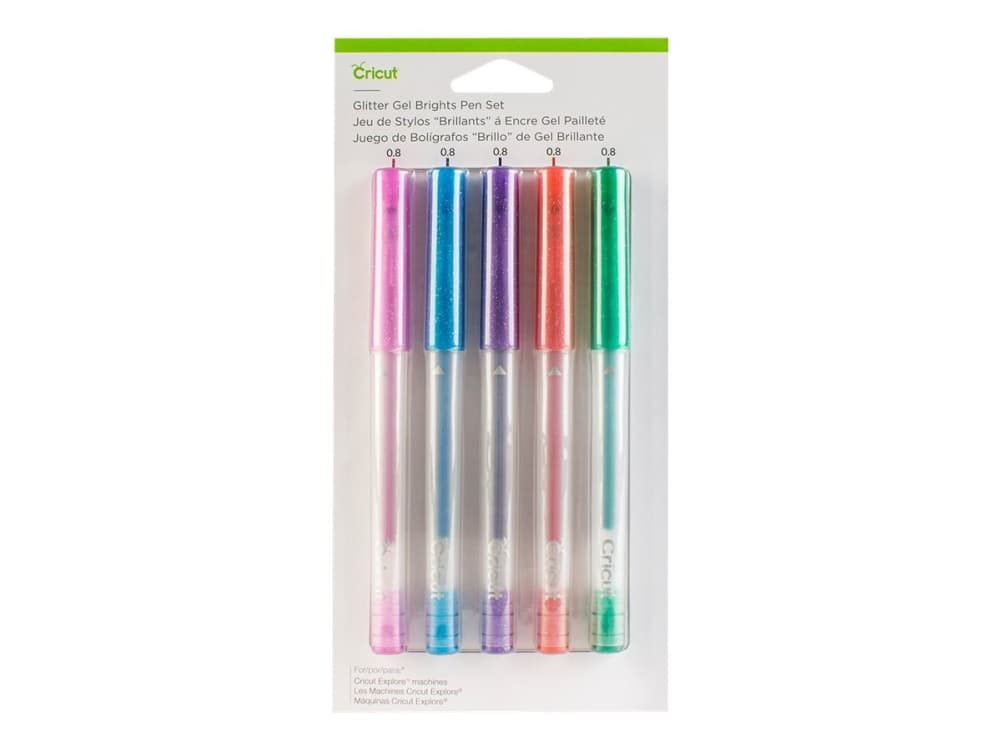 Cricut Brights - Rollerball-penna - glitter violet, glitter green, glitter blue, glitter red, glitter pink - 0.8 mm - medel (paket om 5)