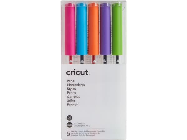 Cricut Brights - Kulspetspenna - blå, orange, violett, rosa, limegrön - 0.3 mm - extra fin (paket om 5)
