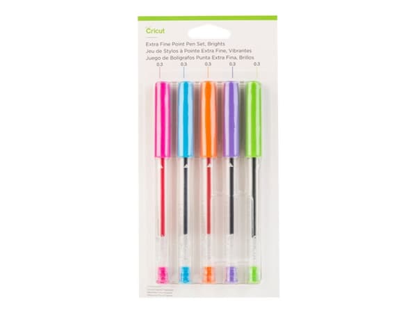 Cricut Brights - Kulspetspenna - blå, orange, violett, rosa, limegrön - 0.3 mm - extra fin (paket om 5)