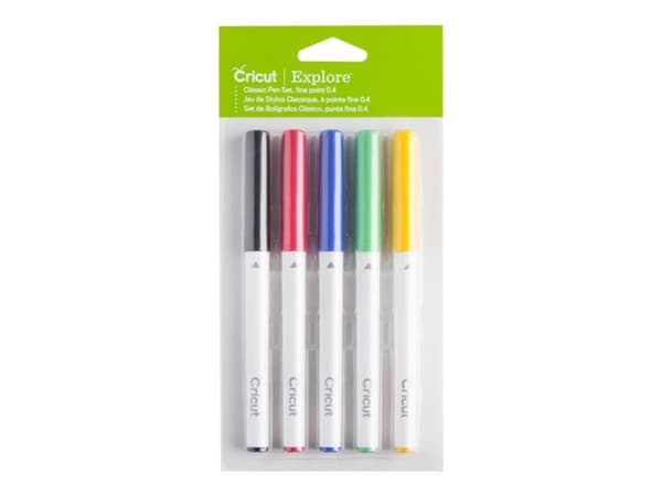 Cricut Explore Classic - Kulspetspenna - svart, röd, blå, grön, gul - 0.4 mm - fin (paket om 5)