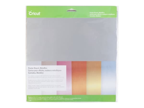 Cricut - Poster board - 305 x 305 mm - 6 ark - guld-metallic, bronsmetallic, silver-metallic, metallic-platina, metallic ocean, rosmetallisk - papper
