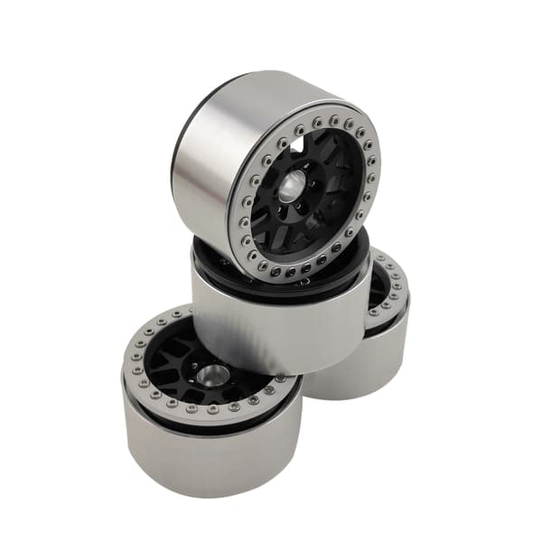 HobbyDetails 2.2 Alu Beadlock Wheels 4stk Sort