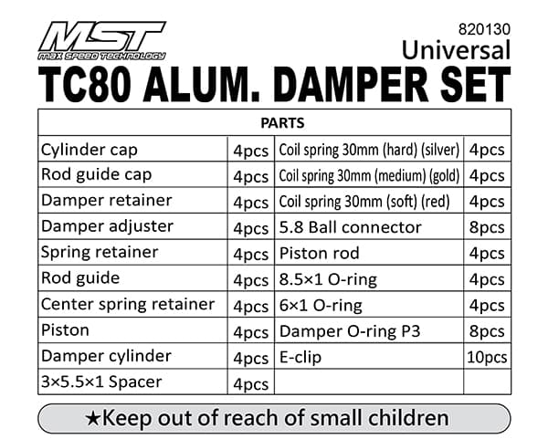 MST-820130S TC80 Aluminium damper set (4)