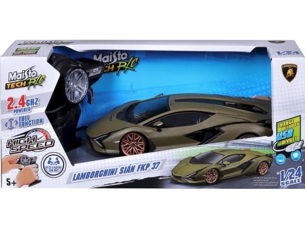 MaistoTech 582338 Lamborghini Sian FKP37 1:24 RC-malliauto, aloittelijan malli Kilpa-auto sis. akku ja latauskaapeli