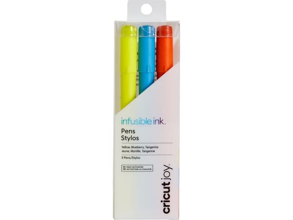 Cricut Joy Infusible Ink - kuitukärkikynä - pysyvä - keltainen, mandariini, mustikka - vesipohjainen muste - 0,4 mm - hieno (3 kpl)