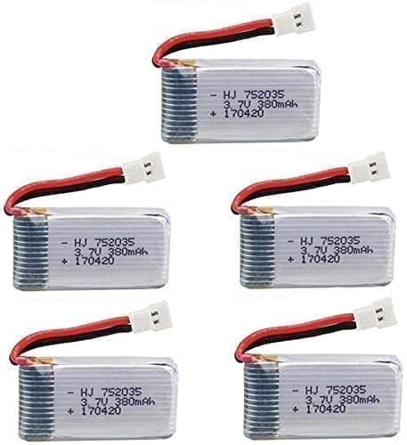 5 stycken uppladdningsbara Lipo-batterier för Hubsan X4 H107c H107d H107L 3,7v 380mAh Rc Quadcopter