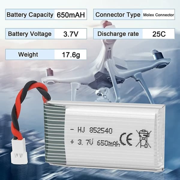 Syma 3-delt til Syma Drone x5C X5 3.7V 650mAh 25C Advanced Lipo - Tilbehør til fjernstyret legetøj batteri
