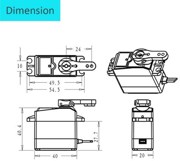 Dsservo täysmetallinen DS3225 digitaalinen servo 25KG korkea servoautolla 25T robotisoidulle - lisävarusteet kauko-ohjattaville leluille servo