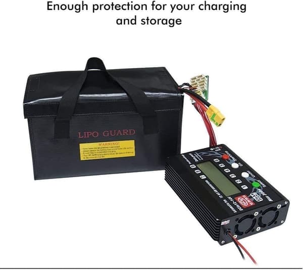 Brandsikker batteripose ideel til opladning af brandsikre lipobatterier (dimensioner 260x 130 x 150 mm) - Tilbehør til fjernstyret legetøj Lipo Bag