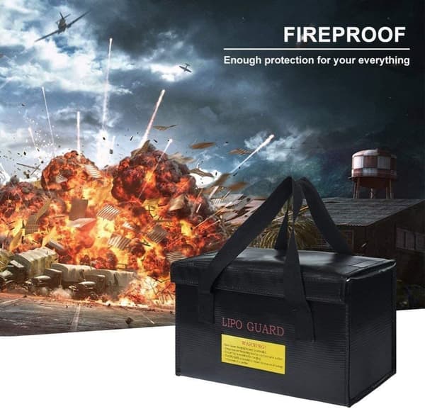 Brandsikker batteripose ideel til opladning af brandsikre lipobatterier (dimensioner 260x 130 x 150 mm) - Tilbehør til fjernstyret legetøj Lipo Bag
