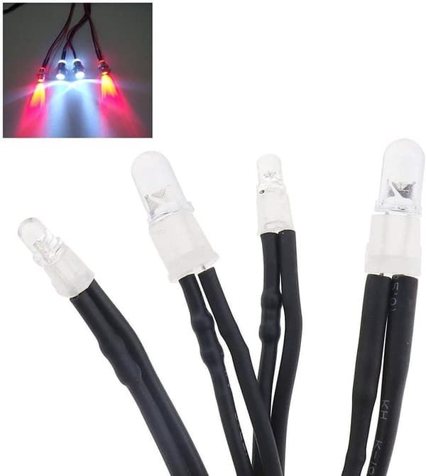 LED-lampor 2 stycken 5 mm vit, 2 stycken 5 mm röd, 2 stycken 3 mm blå längd 72 cm -  Tillbehör till Fjärrstyrda Leksaker