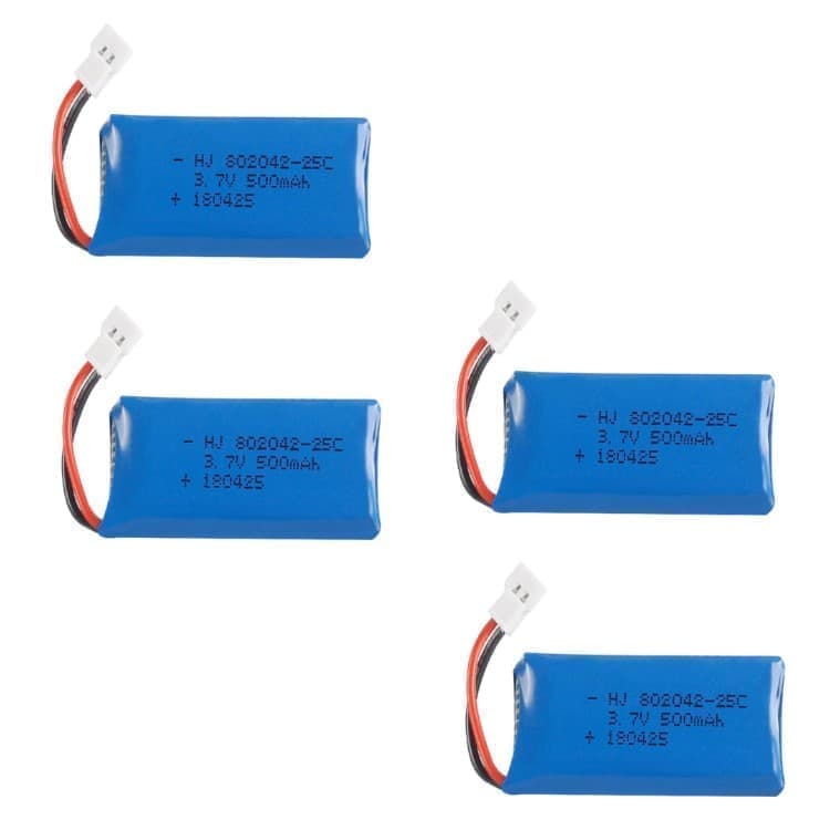 4 delar uppladdningsbara Lipo batterier 3.7v, 500mAh för Rc Drone Quadcopters HUBSAN X4 H107L H107C H107D H107 V252 JXD 385