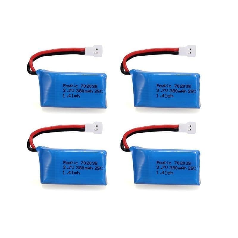4 delar uppladdningsbara Lipo batterier 3.7v, 380mAh för Rc Drone Quadcopters HUBSAN X4 H107L H107C H107D H107 V252 JXD 385