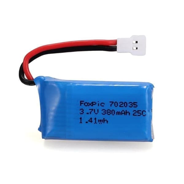 Hubsan 2 delar uppladdningsbara 3.7v, 380mAh för Rc Drone Quadcopters X4 H107L H107C H107D Tillbehör till Fjärrstyrda Leksaker Lipo batterier