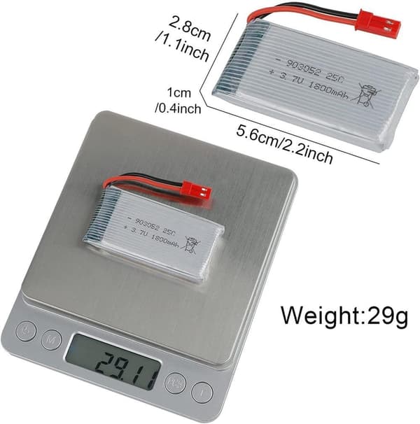 JJRC 1 stykke 3.7V 1800mAh 25C med JST-stik til JJRC H11D H11C HQ898B RC helikopter quadcopter tilbehør til fjernstyret legetøj Li-Po batteri