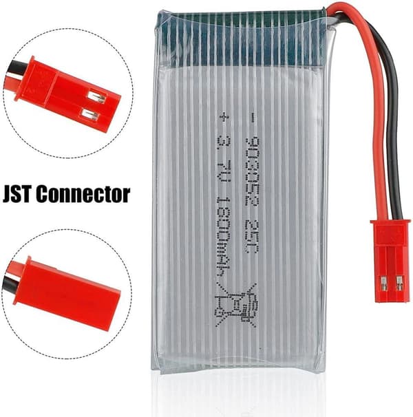 JJRC 1 stykke 3.7V 1800mAh 25C med JST-stik til JJRC H11D H11C HQ898B RC helikopter quadcopter tilbehør til fjernstyret legetøj Li-Po batteri
