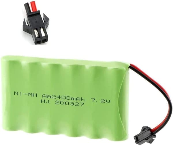 1 stk. 7.2V 2400mAh Ni-MH AA genopladeligt batteri med SM-2P 2P-stik til fjernstyrede køretøjer - tilbehør til fjernbetjening af legetøjsbatteri