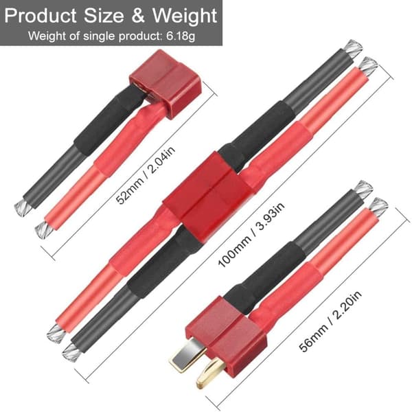4 stycken dekaner stil T hona och hane kontakt med silikontråd 12AWG för RC Lipo Batteri Drone Cable + 4 delar PVC Lock Protector
