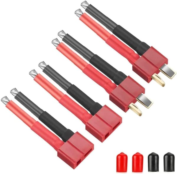 4 stycken dekaner stil T hona och hane kontakt med silikontråd 12AWG för RC Lipo Batteri Drone Cable + 4 delar PVC Lock Protector