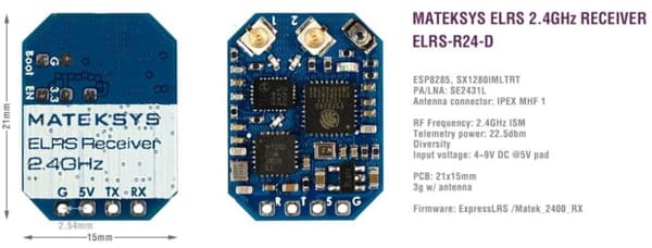 Mateksys ELRS-R24-D 2.4GHz modtager