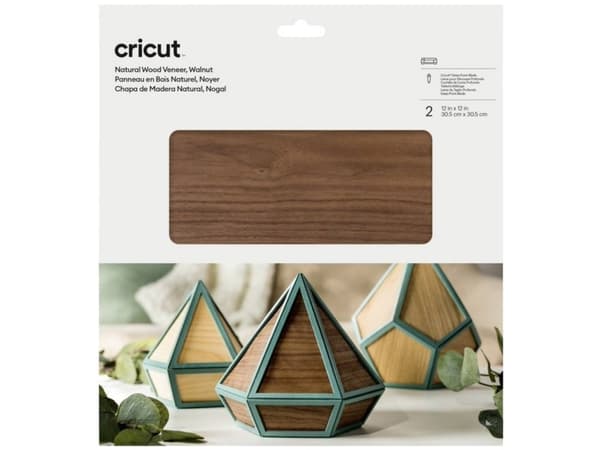 Cricut Natural Wood Veneer - Hantverksmaterial - 305 x 305 mm - 2 ark - valnöt - trä