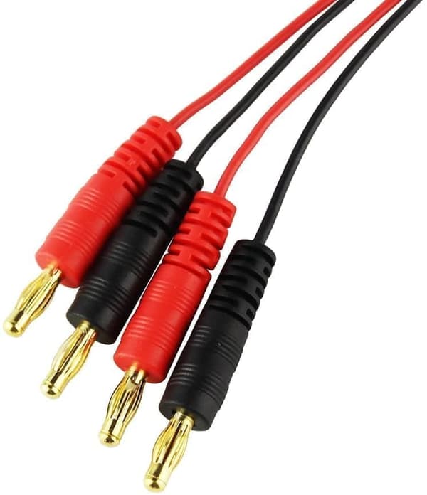 Yunique 2 stykker 4.0mm han bananstik JST 20AWG blød silikone opladningskabelledning 30cm 11.8 tommer - tilbehør til fjernbetjening legetøj