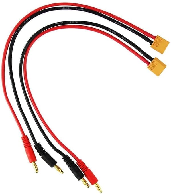 2 stk XT60 med 4mm bananstik 14AWG silikonekabel 30cm - Tilbehør til fjernstyret legetøjsbelastning