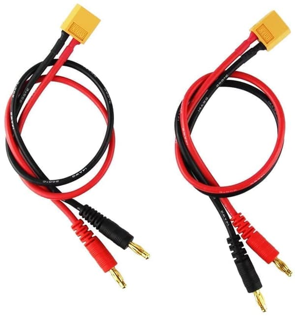 2 stk XT60 med 4mm bananstik 14AWG silikonekabel 30cm - Tilbehør til fjernstyret legetøjsbelastning