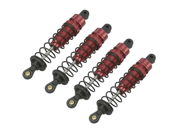 Reely 1:10 Alumiininen öljynpaineiskunvaimennin Punainen (metallinen) Jousilla Musta 90 mm 4 kpl 4 kpl