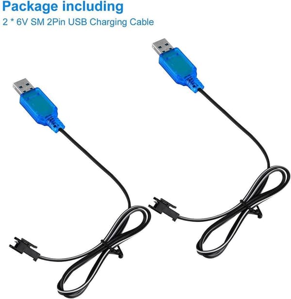 2 stk SM-2P 250mAh udgang RC bil til batterier 6V Ni-MH farve USB-opladningskabel