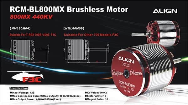 HML80M04T 800MX Borstlös Motor 440KV