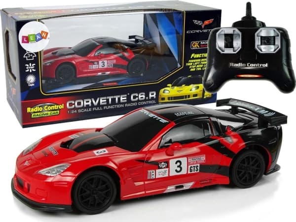 LeanToys urheiluauto R/C 1:24 Corvette C6.R punainen 2.4 G valot