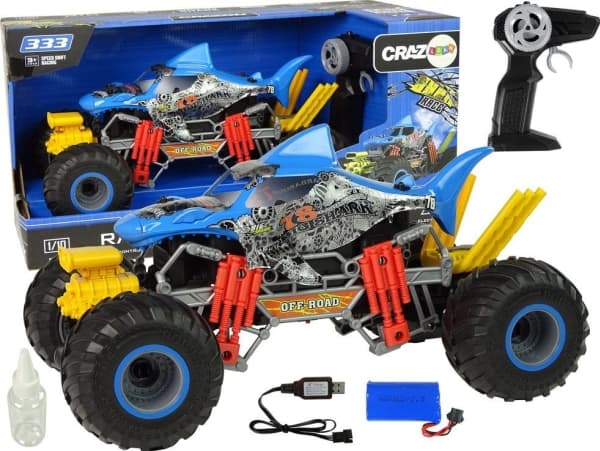 LeanToys Offroad Car Shark Fjernkontrollert 1:10 2,4G Blå 15 km/t Vanndamp