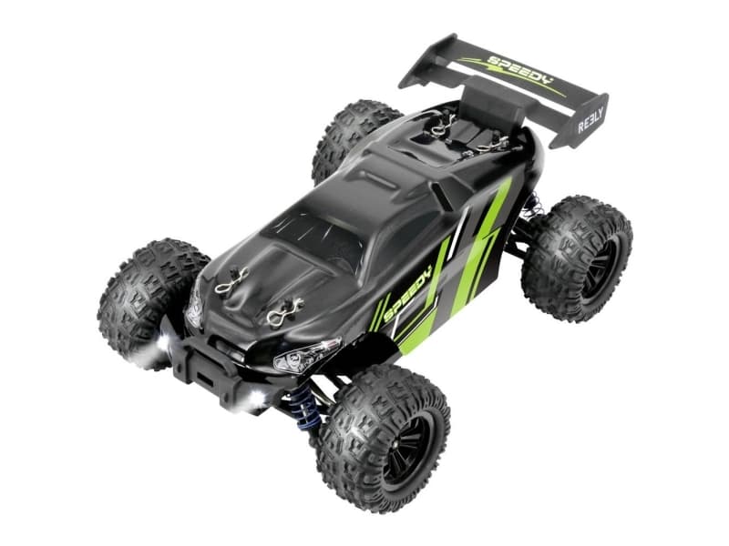 Reely Speedy Sort/grøn Brushed 1:18 RC-modelbil Elektronik Truggy Firehjulstræk (4WD) RtR 2,4 GHz inkl. batteri, oplader og senderbatterier
